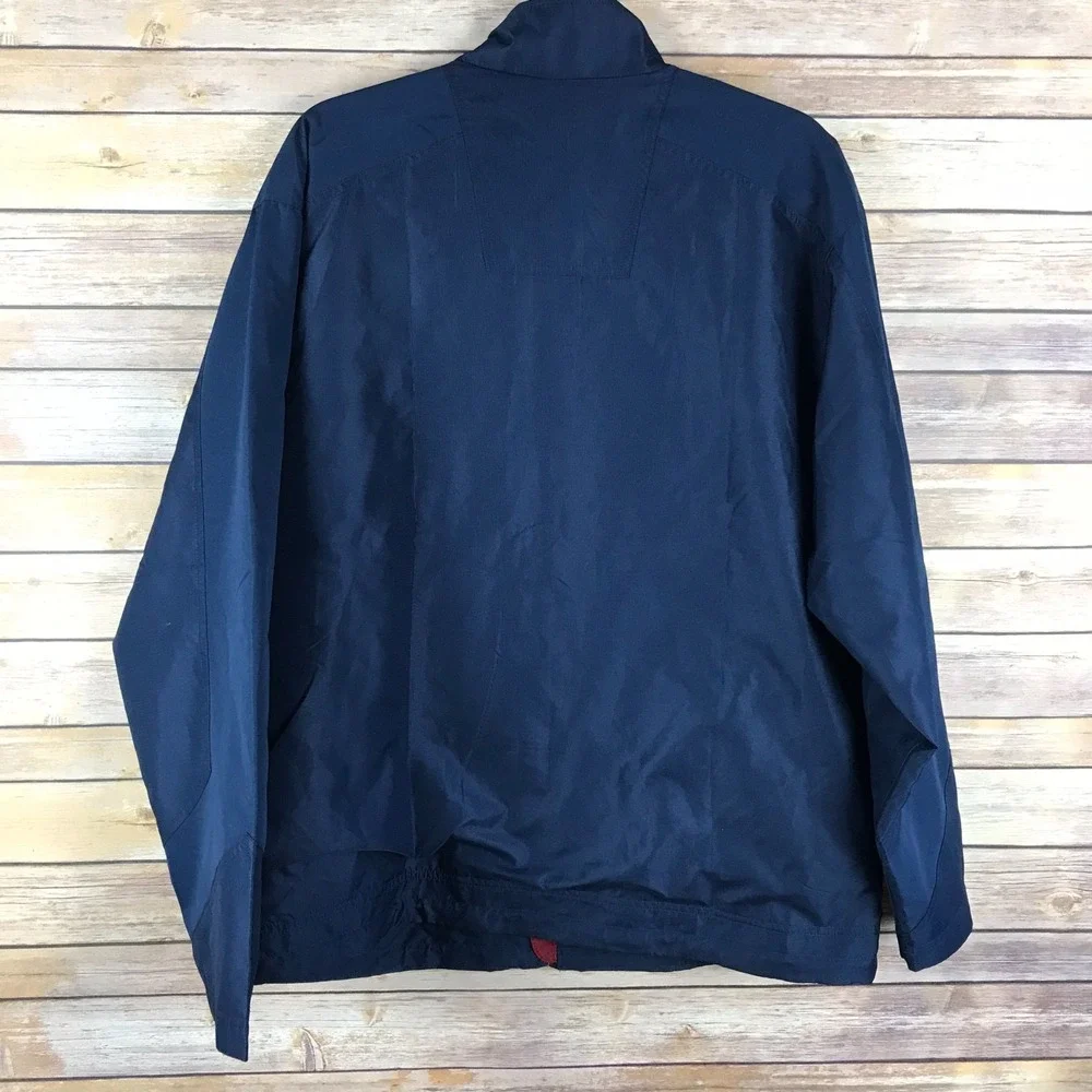 Reebok Jacket Mens L Blue Windbreaker Full Zip Up Reflective Logo Pockets